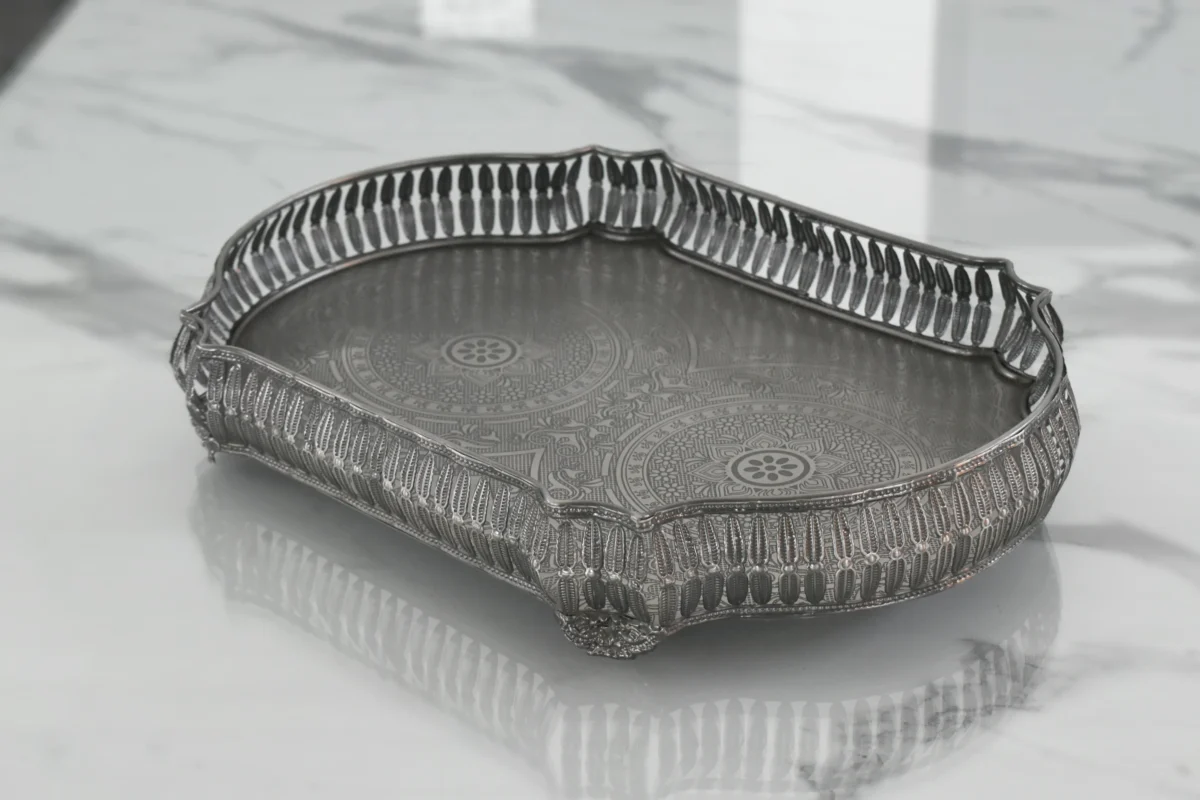 Alternative view of Mora Tara Tray Nickle Antique/ Brass Antique 15"x11"