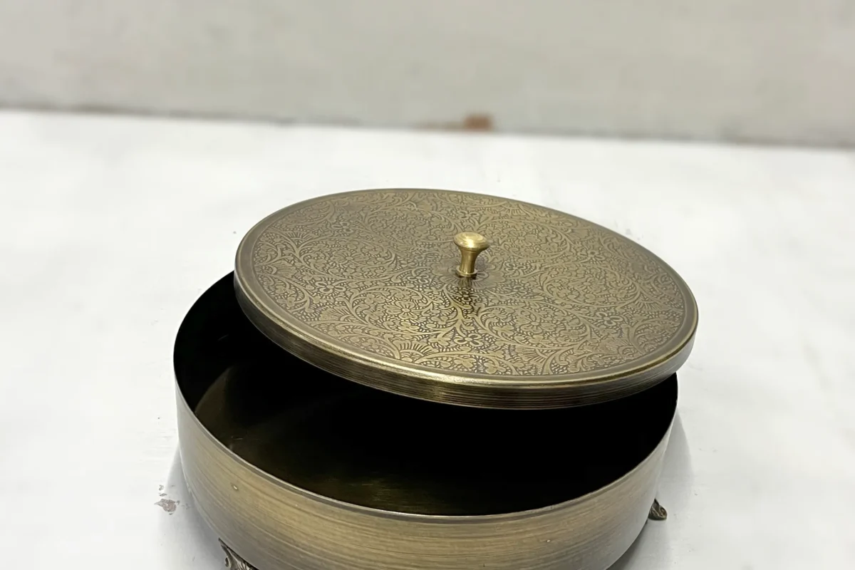 Premium brass festive container designed for bulk corporate gifting to impress employees and valued business associates.