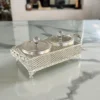 Elegant German silver mesh box set styled for festive Diwali collections and auspicious Dhanteras gifting