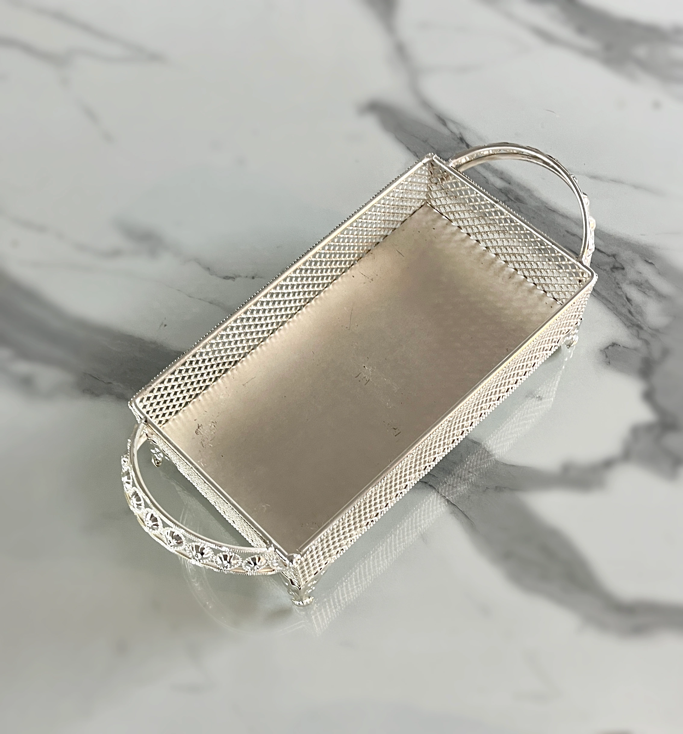 German silver mesh container set with crystal-knob lids, handcrafted from metal in our Moradabad facility.