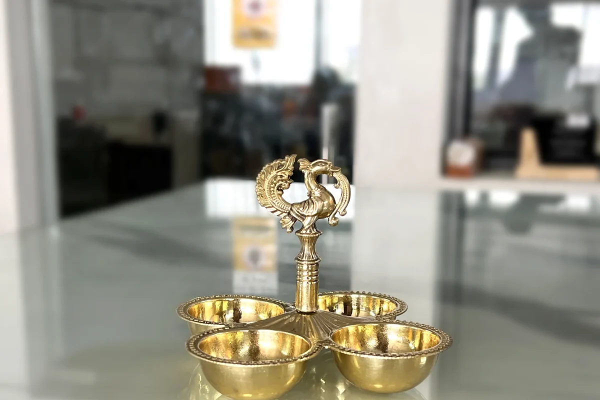 Brass Chaumukh With Peacock -4"x5.5" /3.7"x4.3"