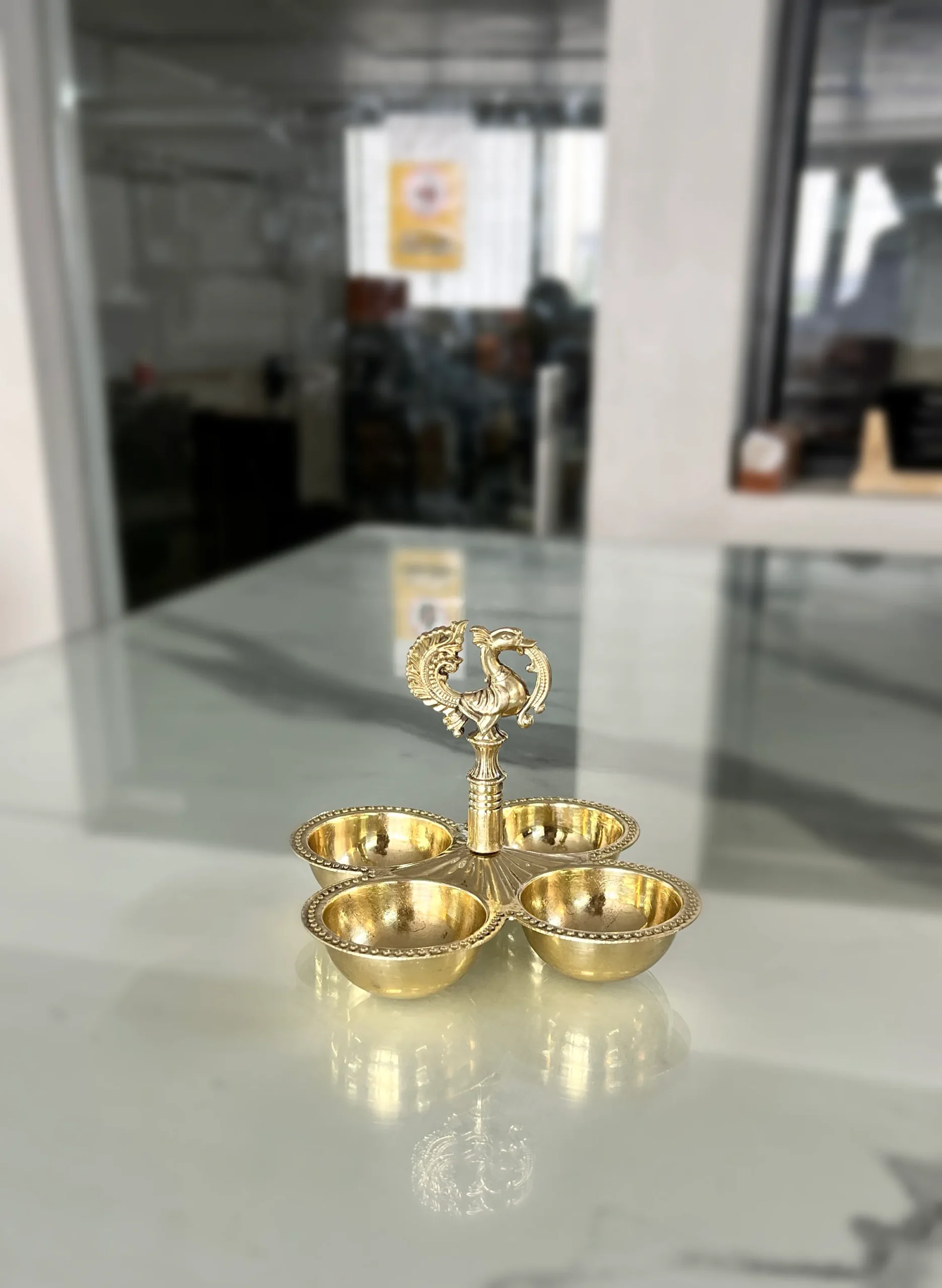 Brass Chaumukh With Peacock -4"x5.5" /3.7"x4.3" - Image 5