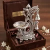 Elegant German silver diya with bells designed for premium corporate gifting and festive business gift hampers.