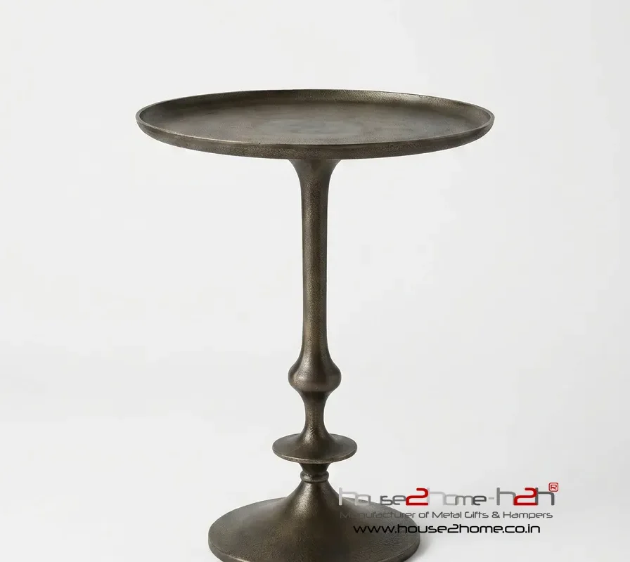 SATURN Side Table -16x16x21-inches/ Antique Brass Finish.