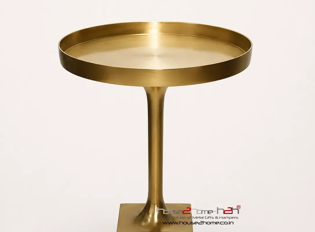 Round Gold Side Table-16"x16"x20.5"-inches /Material- Aluminium