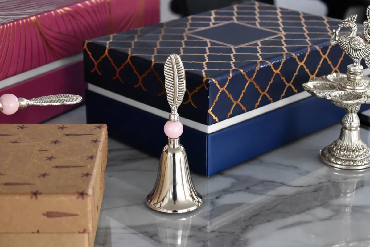 Diwali business gift with a festive brass finish, manufactured by house2home in Moradabad. Golden shine fits the festival while projecting quality. Available in wholesale quantities with custom packaging.