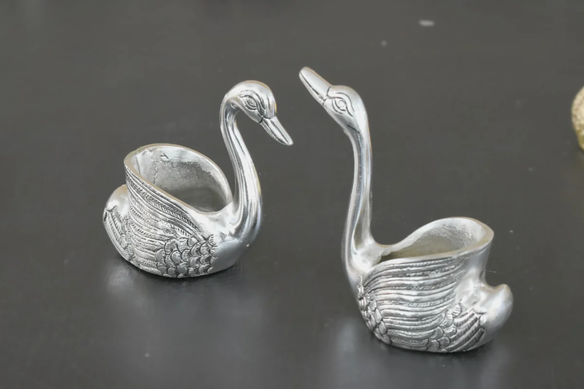 Alternative view of Oxidized Silver-Finish Ducks (Set Of 2)  -4.6"x4"x2.4" - Inch