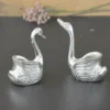 Oxidized Silver-Finish Ducks (Set Of 2)  -4.6"x4"x2.4" - Inch