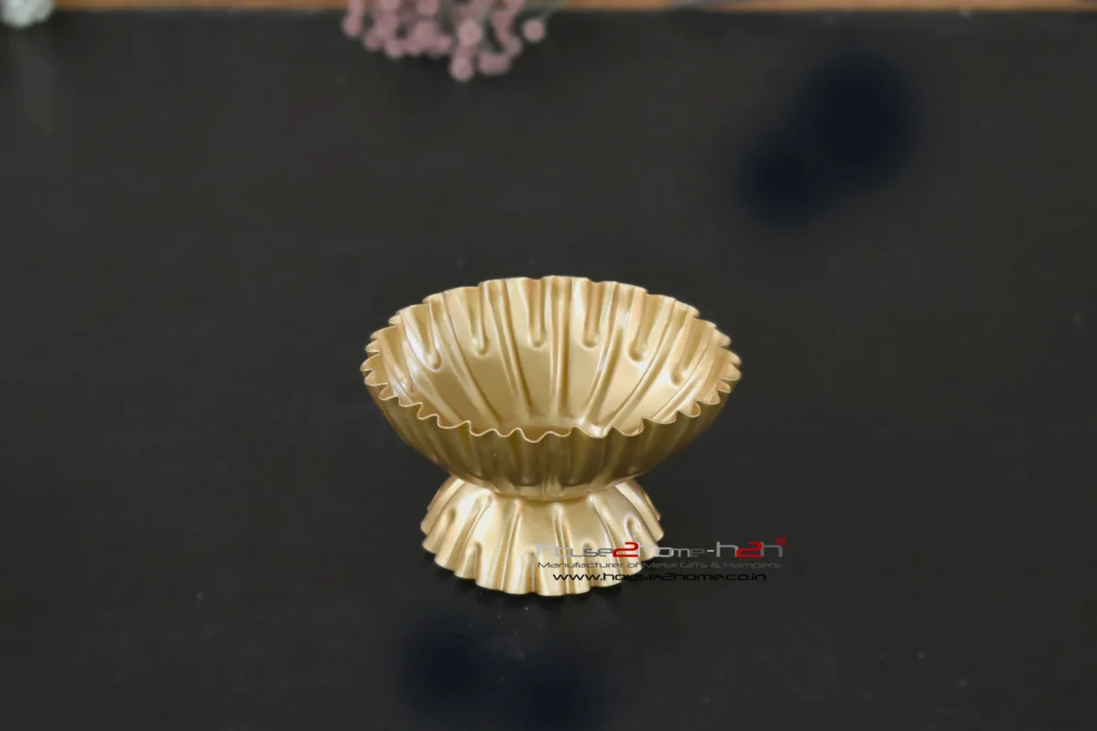 Cup Cake Holder / Ribbed Metal Bowl / 4.4"x2.4"-Inch