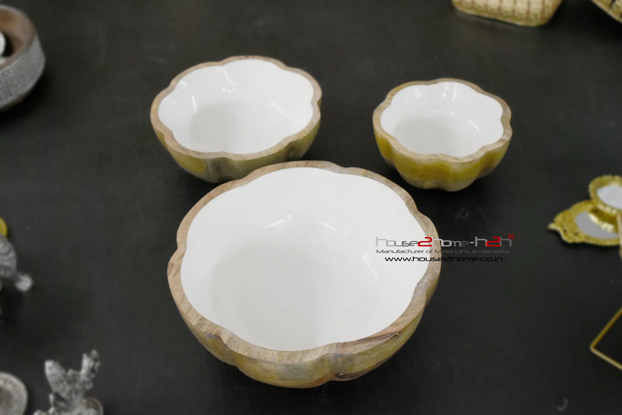 Wooden Bowls - Serving / Decorative Purpose/ 10x10/8x8/6x6 -inch - Set of 3 - Image 2