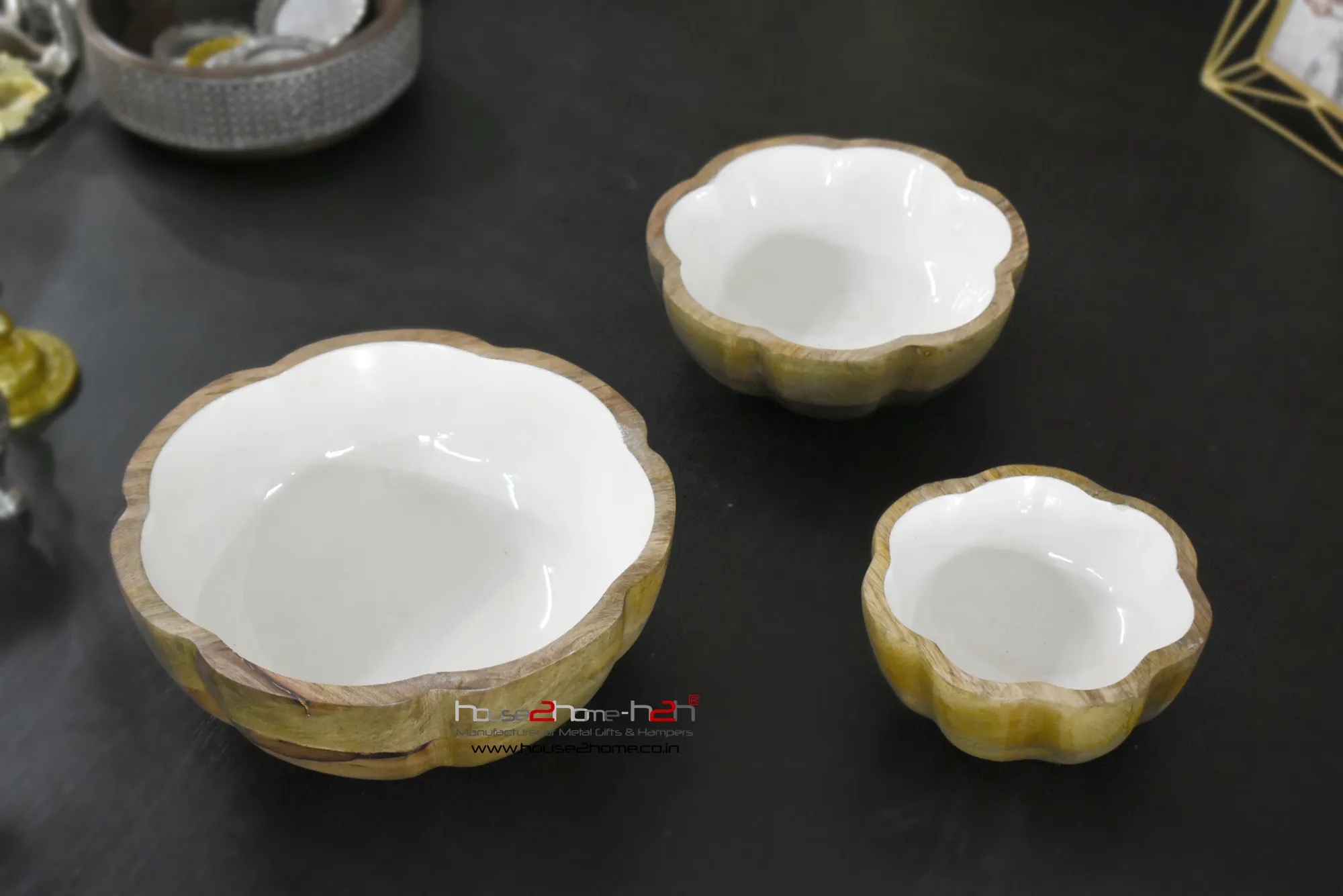 Wooden Bowls - Serving / Decorative Purpose/ 10x10/8x8/6x6 -inch - Set of 3 - Image 4
