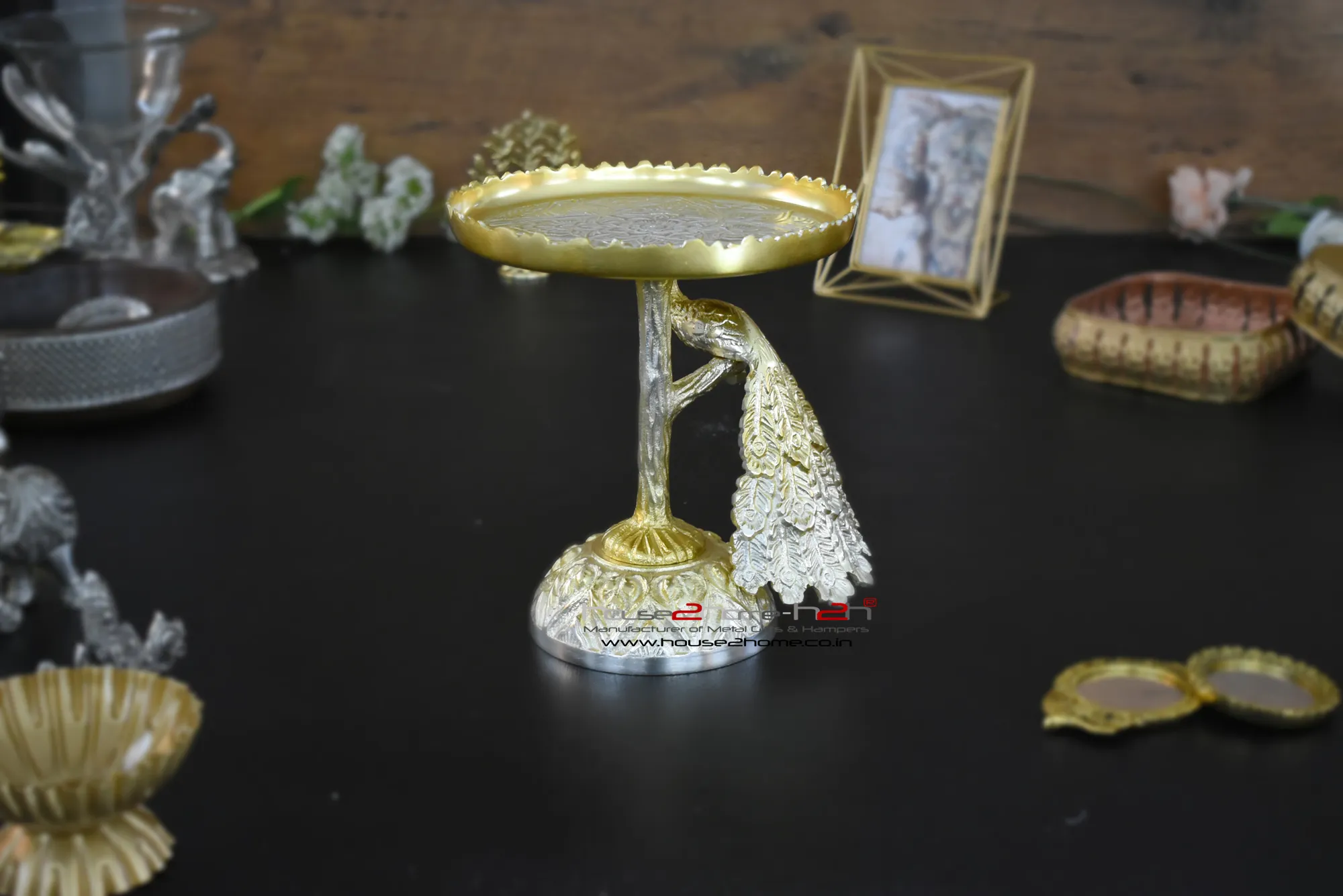 Morvika - German Silver Platter & Gold & Silver Fusion / Cake Stand / Gift Hamper – 9.5x8 inches - Image 7