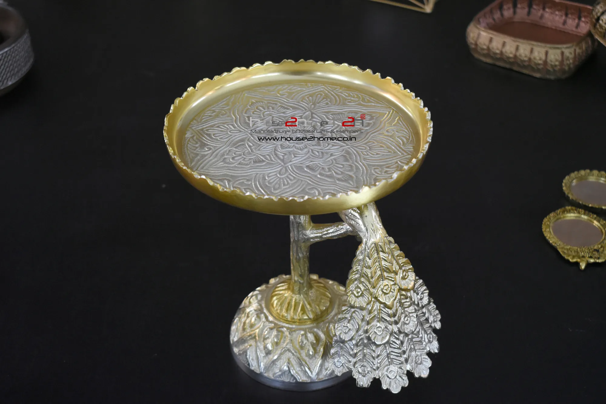 Morvika - German Silver Platter & Gold & Silver Fusion / Cake Stand / Gift Hamper – 9.5x8 inches - Image 10