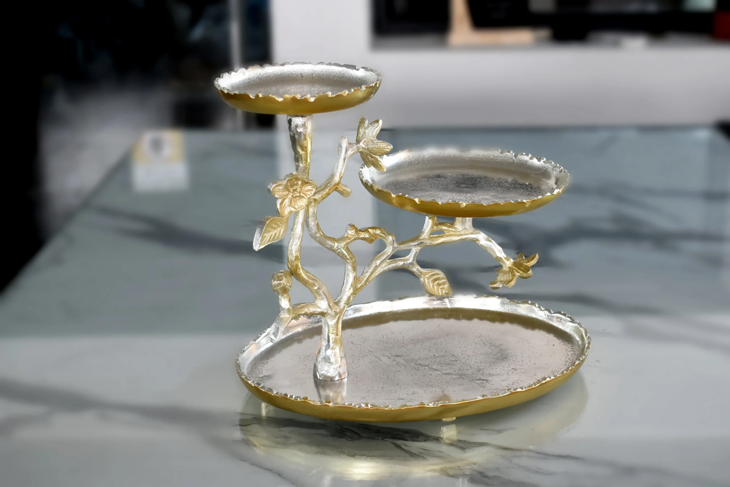 Designer dual-tone metallic tree platter for executive corporate festive gifts and client appreciation sets