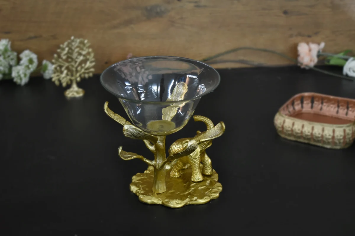 Jungle Safari Elephant With Glass Bowl- 8.6x9x9