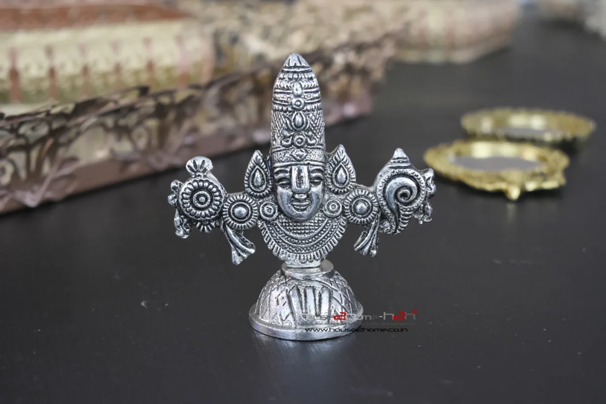 Lord Venkateswara Statue-Antique Silver - 3.5"x3.5"x1.5" / 5.5"x5"x2.3 - inches