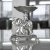 Auspicious silver elephant lotus bowl holder ideal for Griha Pravesh return favors and pooja decor sets
