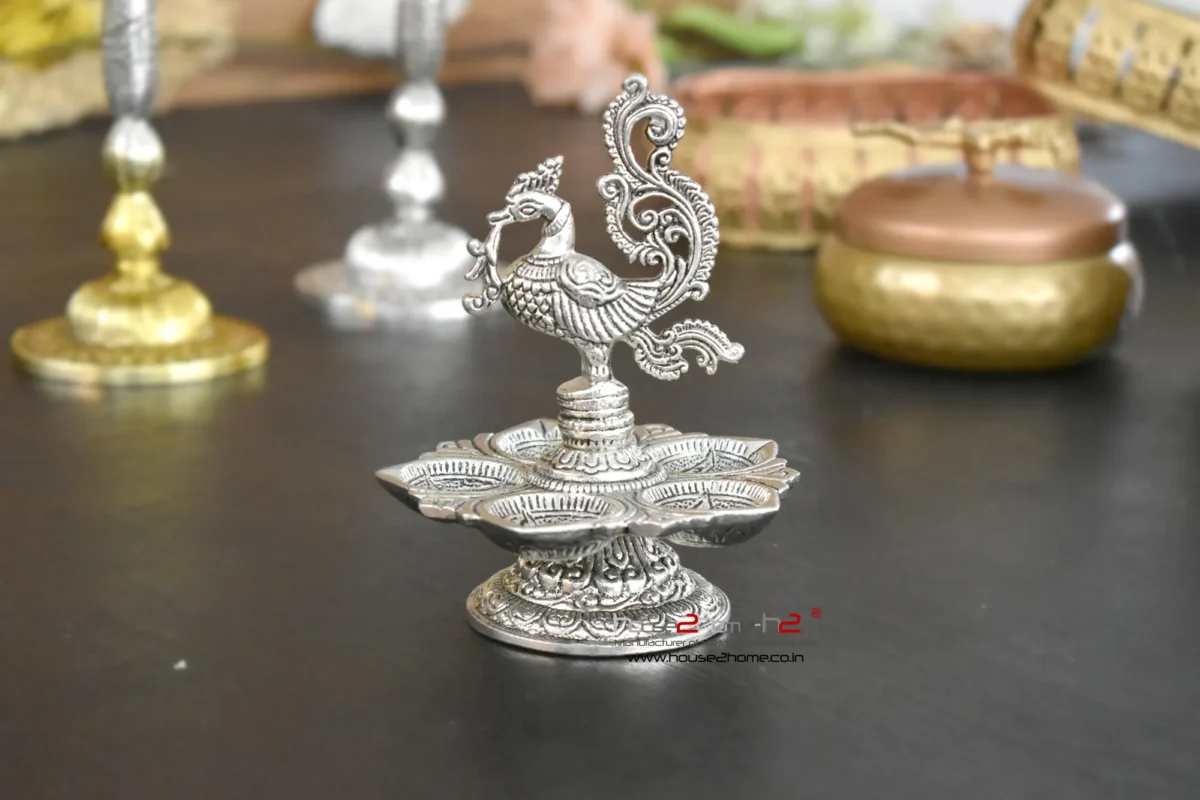 Alternative view of German Silver Vailakku  / Candle Holder -7"-Inch