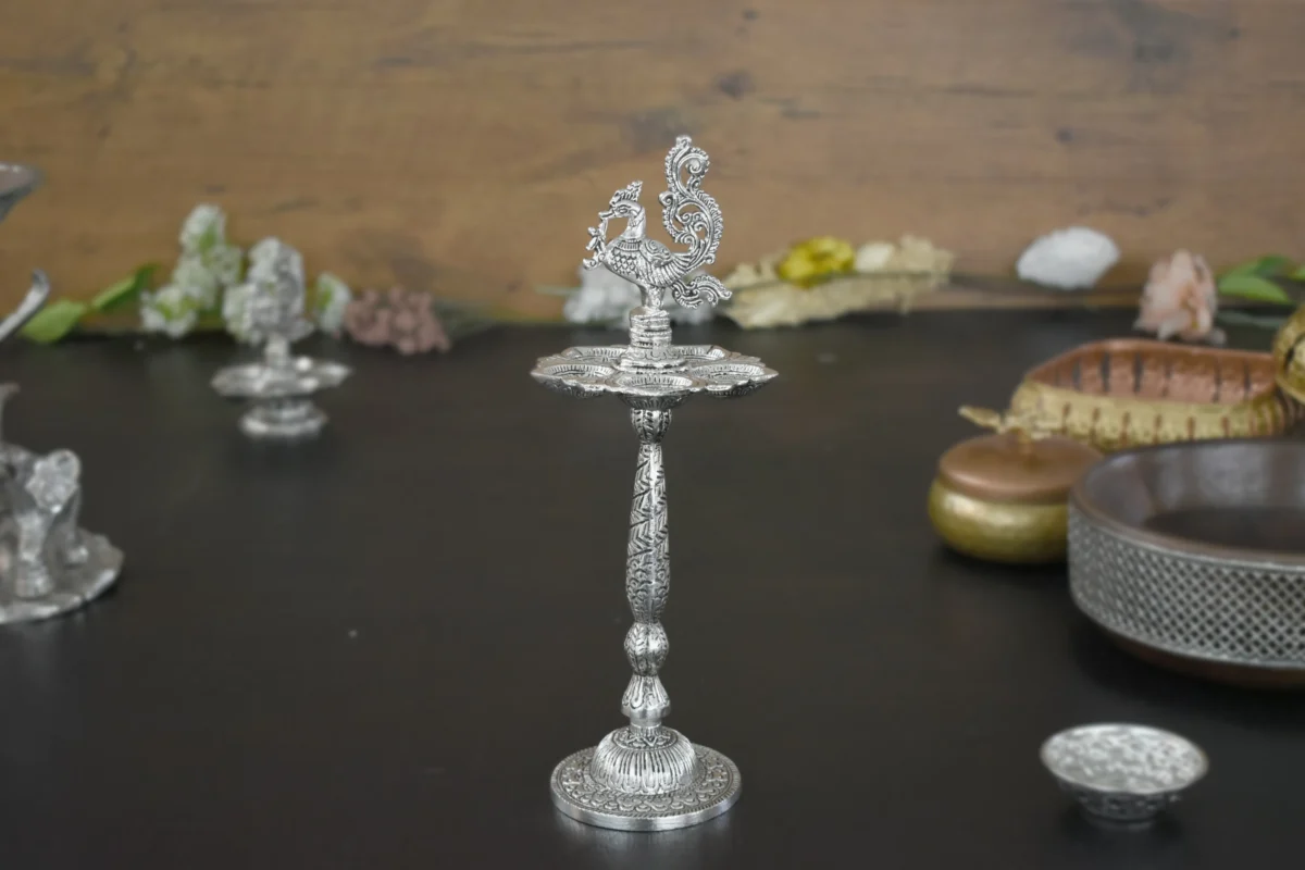 German Silver Vailakku  / Candle Holder -11" Inch