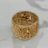 Elegant gold metal gift favor box ideal for Griha Pravesh return gifts and traditional pooja hampers.