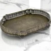 Ornate brass tray from House2Home, ideal for creating opulent Diwali gift hampers or as a traditional Dhanteras puja offering
