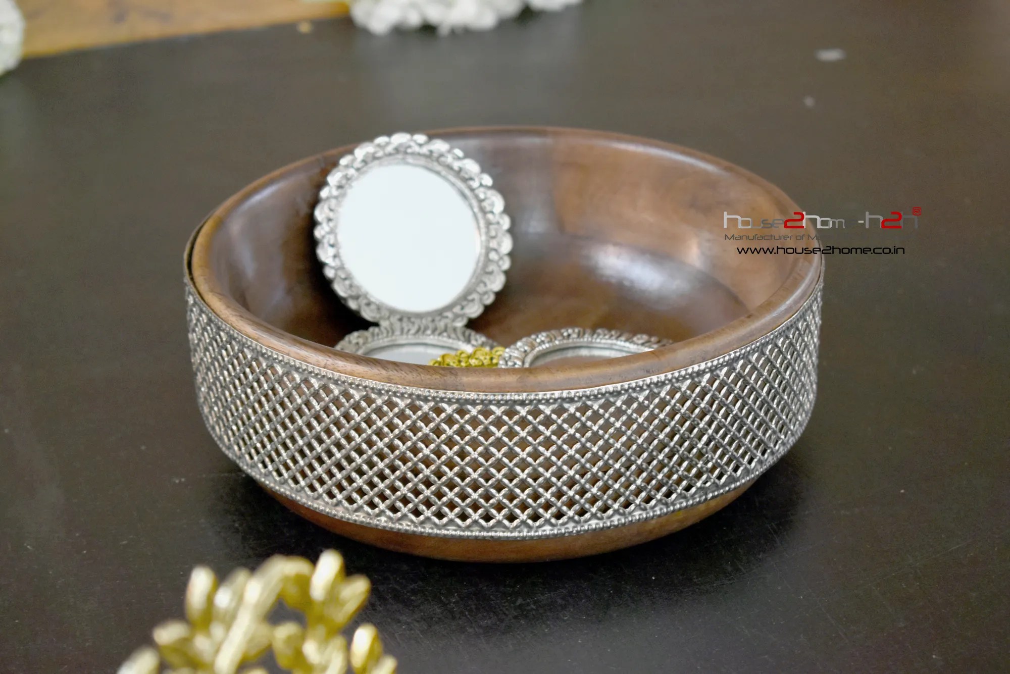 Round Wooden Bowl - Serving -8"x8"/10"x10"/12"x12" -inch - Image 4