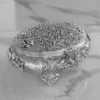 Antique silver oval trinket box arranged inside an opulent Diwali and Dhanteras festive gift hamper