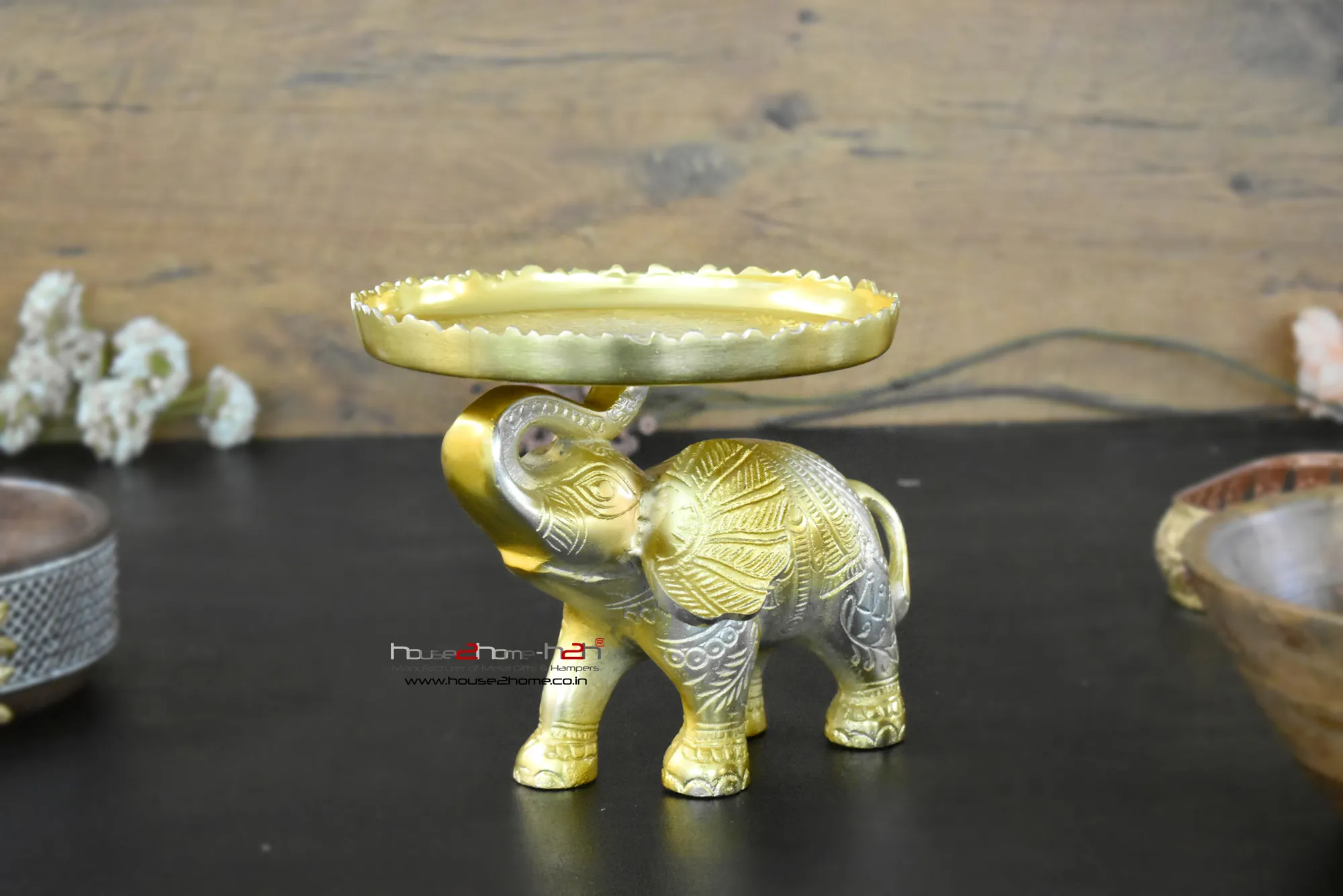 GajRaj Kamalam - Large German Silver Elephant with Platter – 8x8x7.5 inch - Image 7