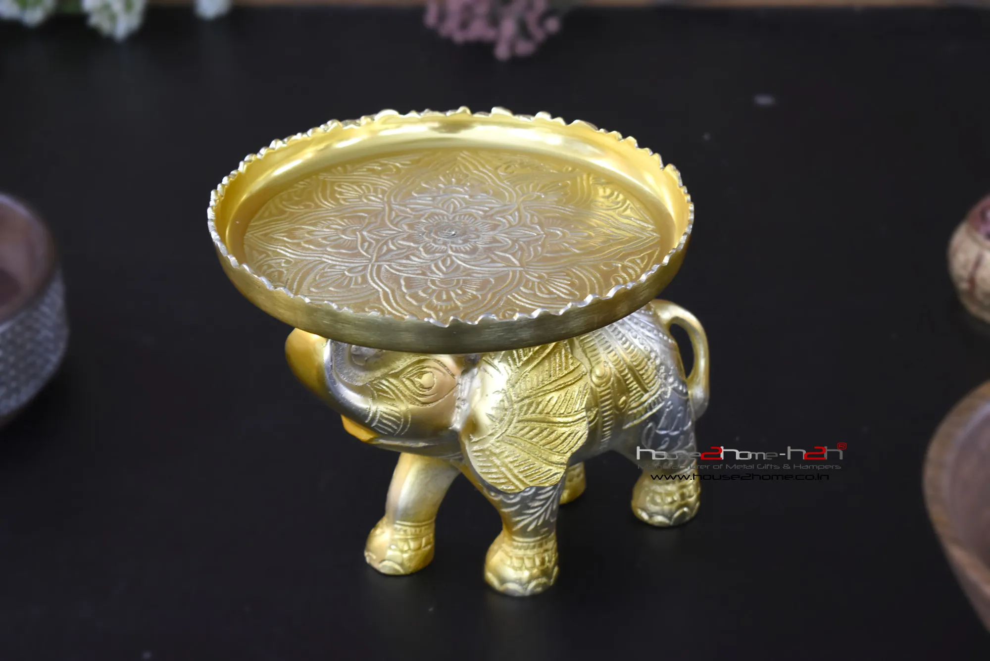 GajRaj Kamalam - Large German Silver Elephant with Platter – 8x8x7.5 inch - Image 5