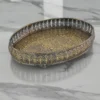Festive antique-finished oval tray designed for Diwali gift hampers and auspicious Dhanteras pooja celebrations.
