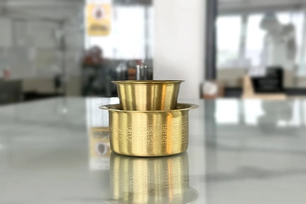 Authentic brass dabarah set ideal for Griha Pravesh housewarming gift sets and family pooja rituals.