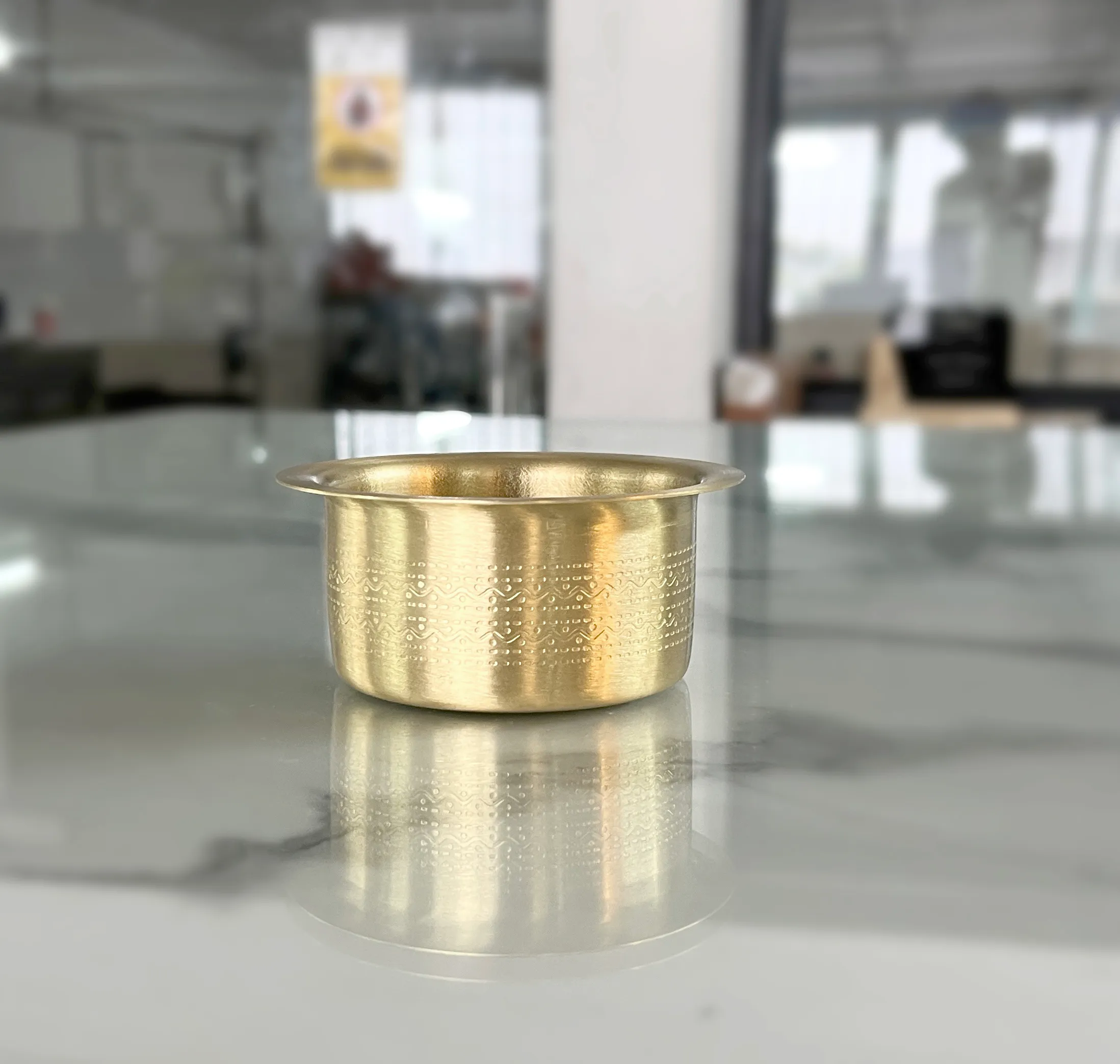 Classic brass coffee filter container ideal for Griha Pravesh return favors and family celebration gifts.