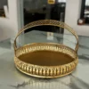 Polished brass hamper basket arranged for Diwali pooja offerings and auspicious Dhanteras gifting collections.