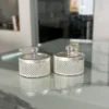Ornate German silver container set suitable for Griha Pravesh housewarming gift sets and pooja offering