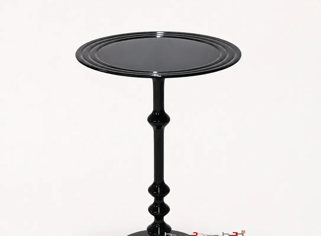 Ribbed Black Side Table / H=19"x Dia=11.5"-inches