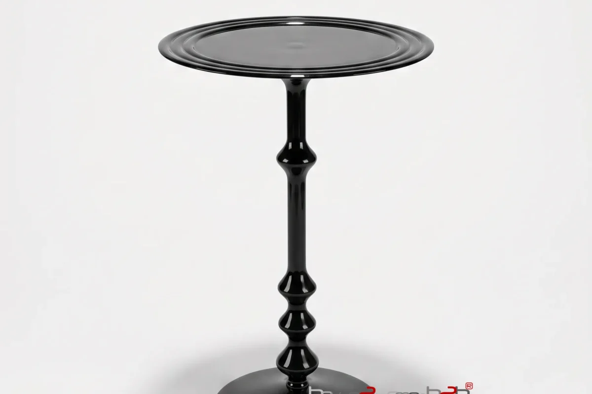 Alternative view of Ribbed Black Side Table / H=19"x Dia=11.5"-inches