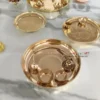 Brass-Floral Carved Pooja Thali - 10"x10" / 8"x8" / 6"x6"-Inch - Image 9
