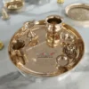Brass- Floral Pattern Pooja Thali -10"x10"/ 8"x8"-Inch - Image 4