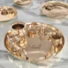 Brass- Floral Pattern Pooja Thali -10"x10"/ 8"x8"-Inch - Image 3