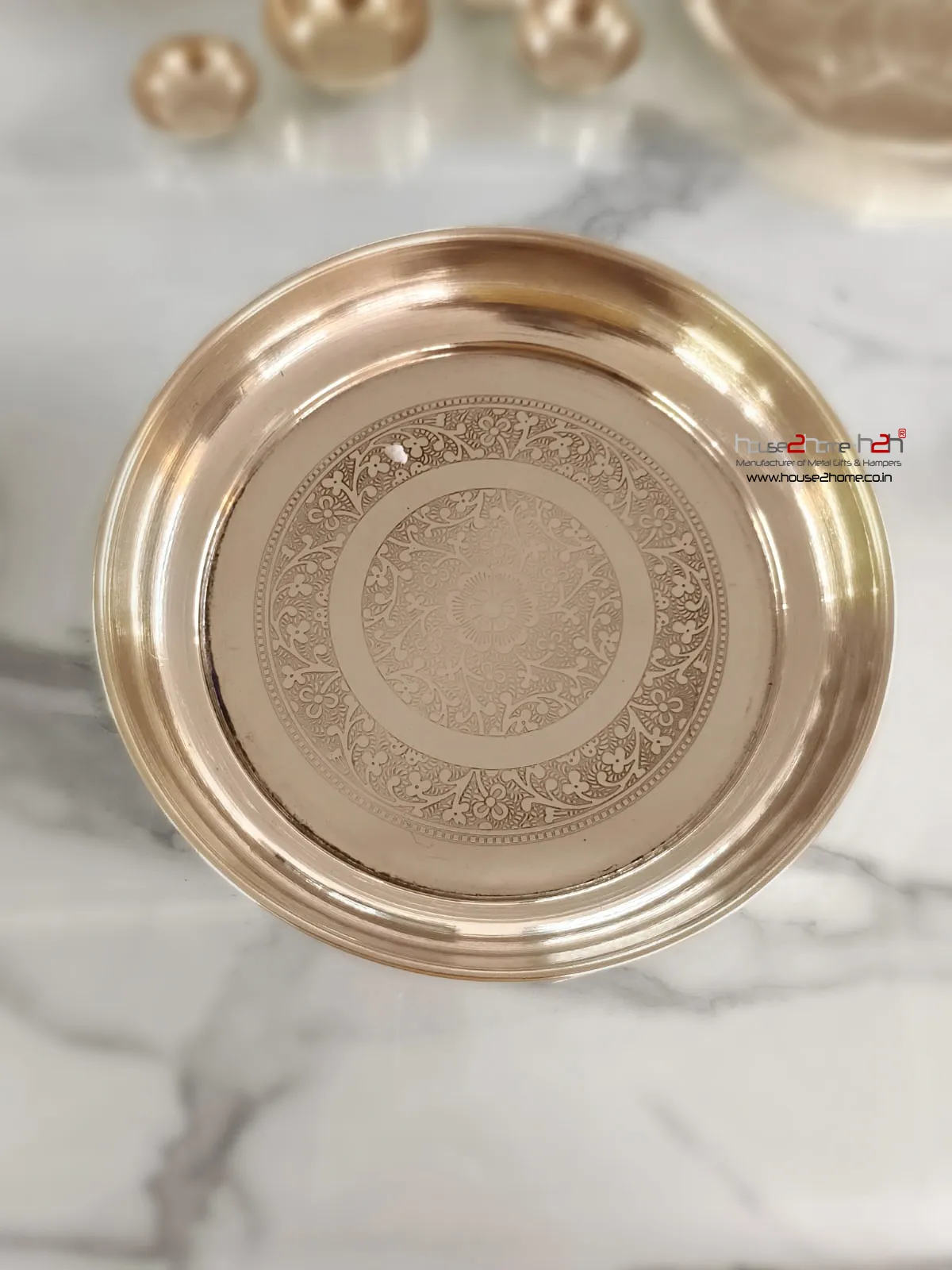 Brass- Floral Pattern Pooja Thali -10"x10"/ 8"x8"-Inch