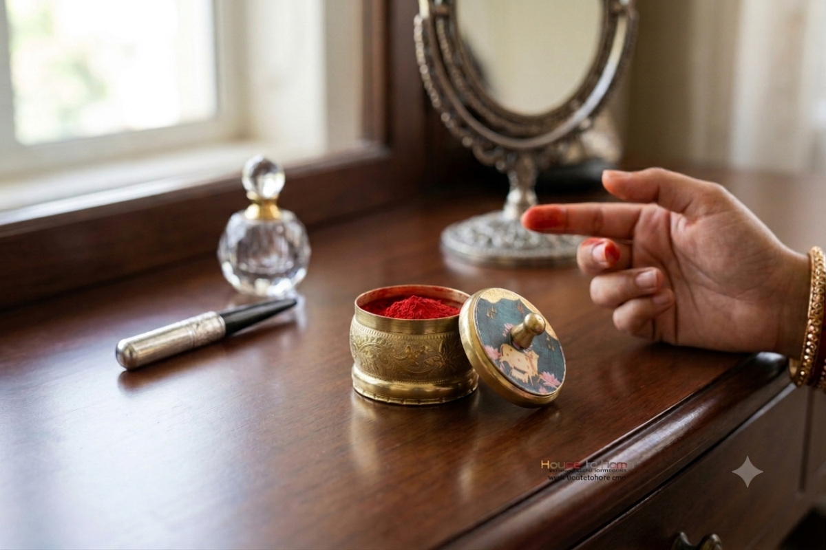 Brass Small Decorative Box / Sindoor dani - 2"x1.4"-Inch
