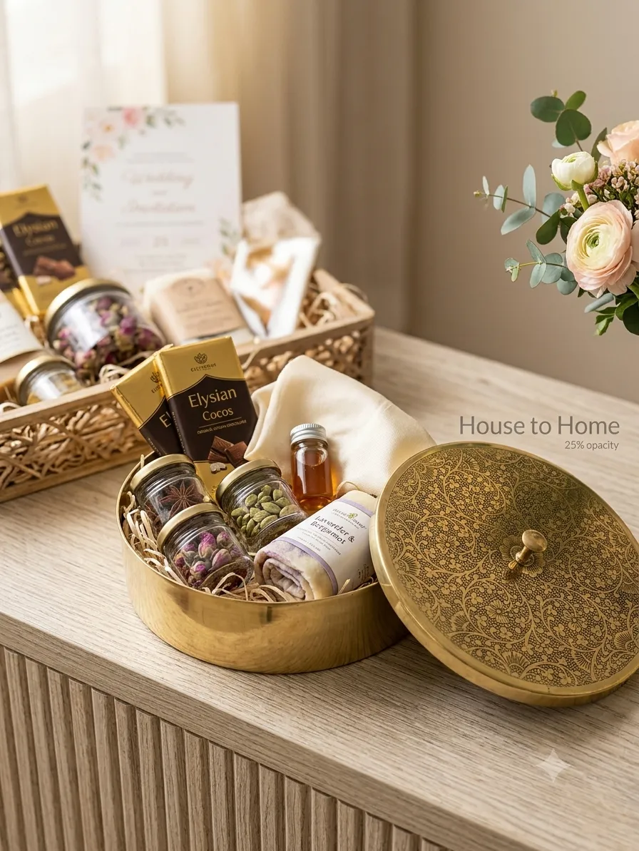 Brass Round Gift Box Brass / Antique -8"x8" - Image 8