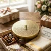 Brass Round Gift Box  Brass / Antique -8"x8"
