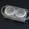 German Silver Pearl Jar Set Of 2 With Tray-4''x11.4"x4.5" - Image 2