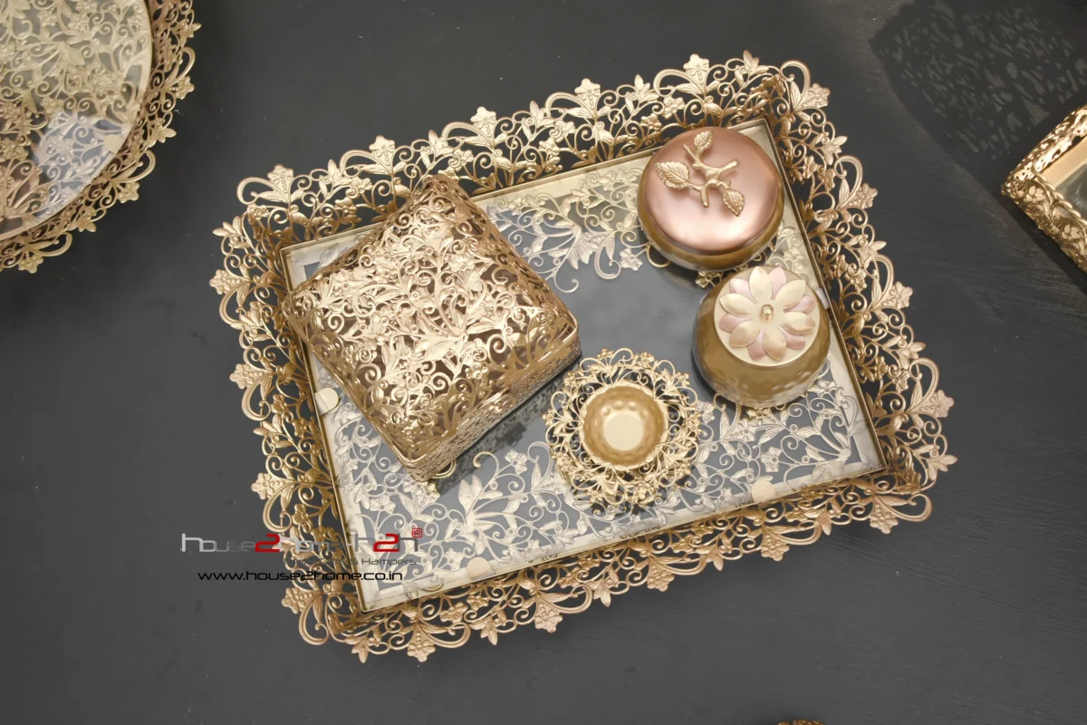Palladium Mirror Rectangle Tray -18"x15" inch Gold