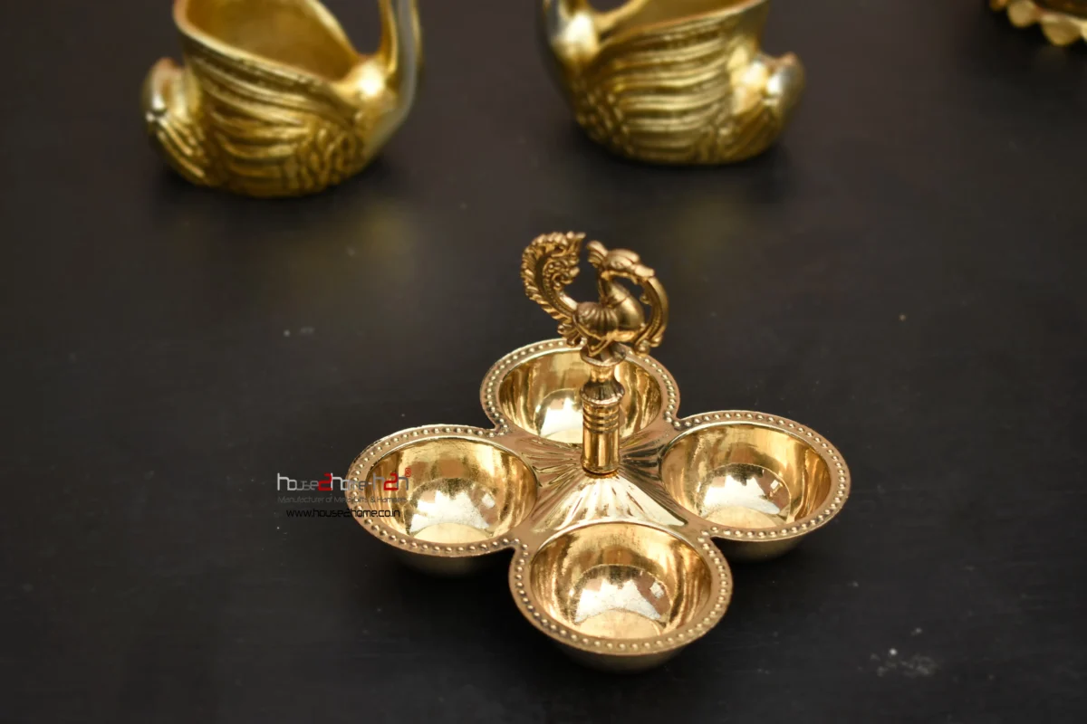 Brass Chaumukh With Peacock -4"x5.5" /3.7"x4.3"