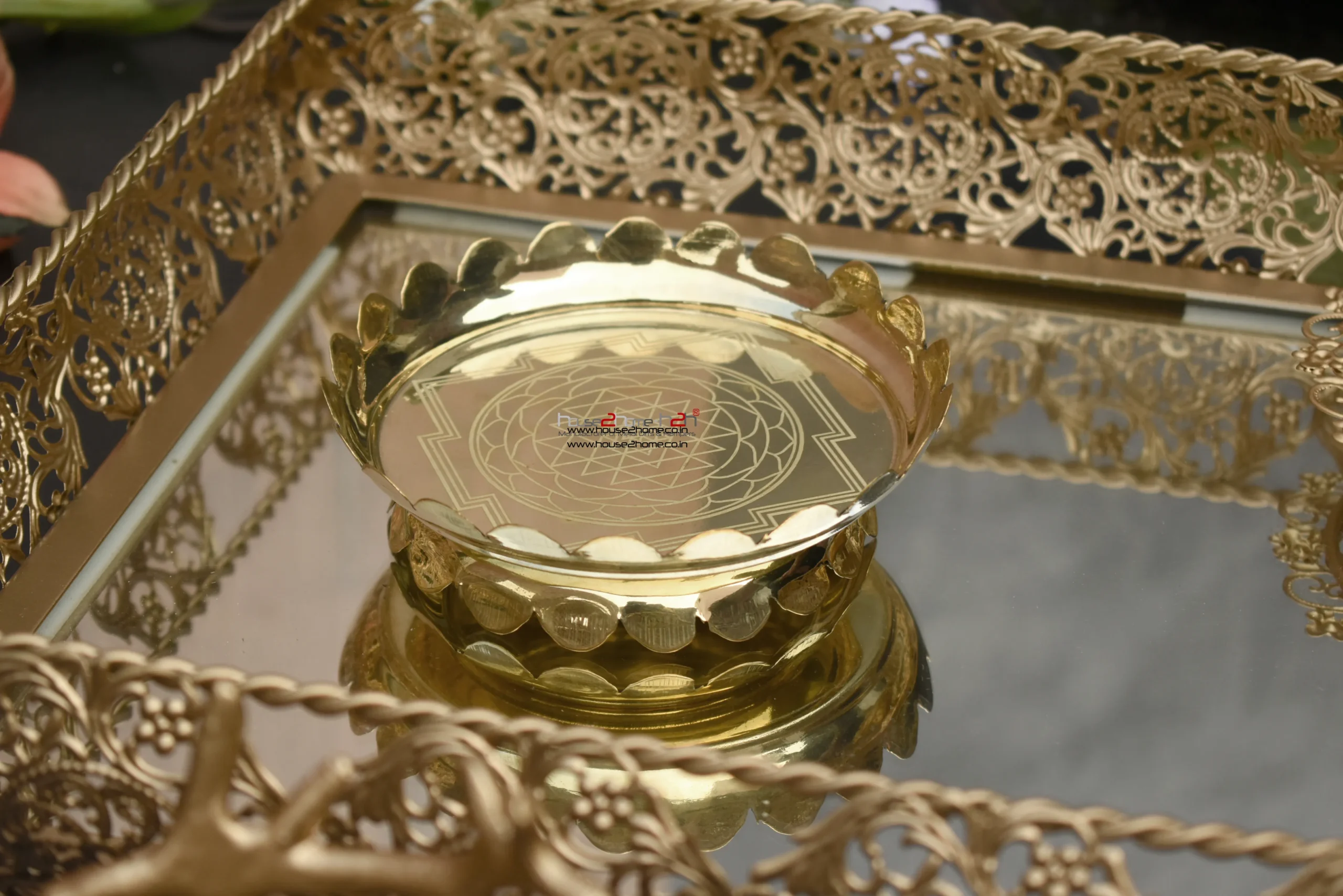 Palladium Mirror Rectangle Tray- 16x12 inch Gold - Image 7
