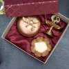 Brass Mahabharat Diya & Lotus Urli & Wooden Block T-Light Candle Holder & Trove Jar/ Corporate Gift Hamper Box - Image 7
