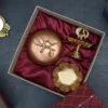 Brass Mahabharat Diya & Lotus Urli & Wooden Block T-Light Candle Holder & Trove Jar/ Corporate Gift Hamper Box - Image 6