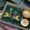 Decorative Duck & Lotus Diya & Metal Jali Box & Ribbed Bowl - Corporate Gift Hamper Box